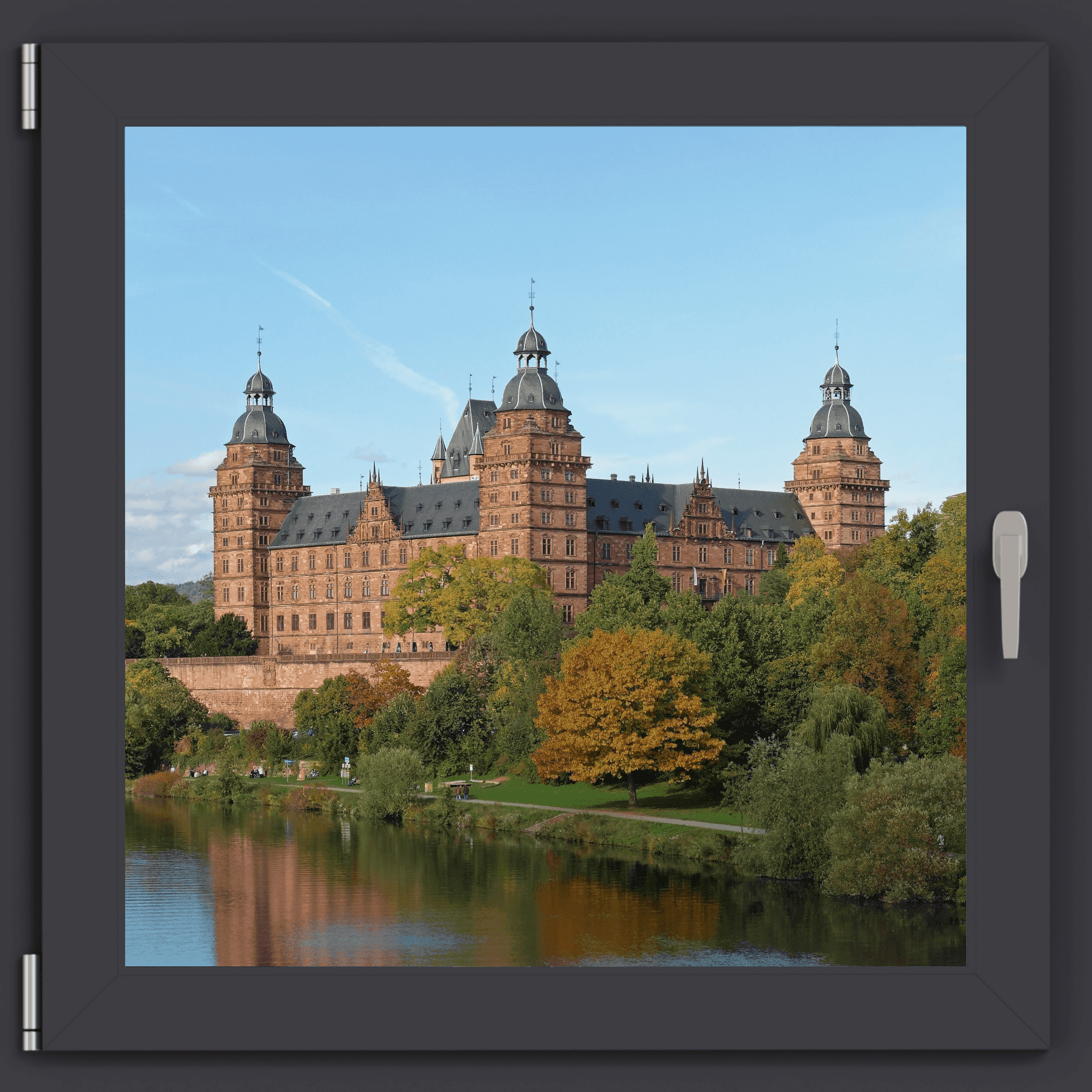 Blick aus einem Fenster auf Aschaffenburg