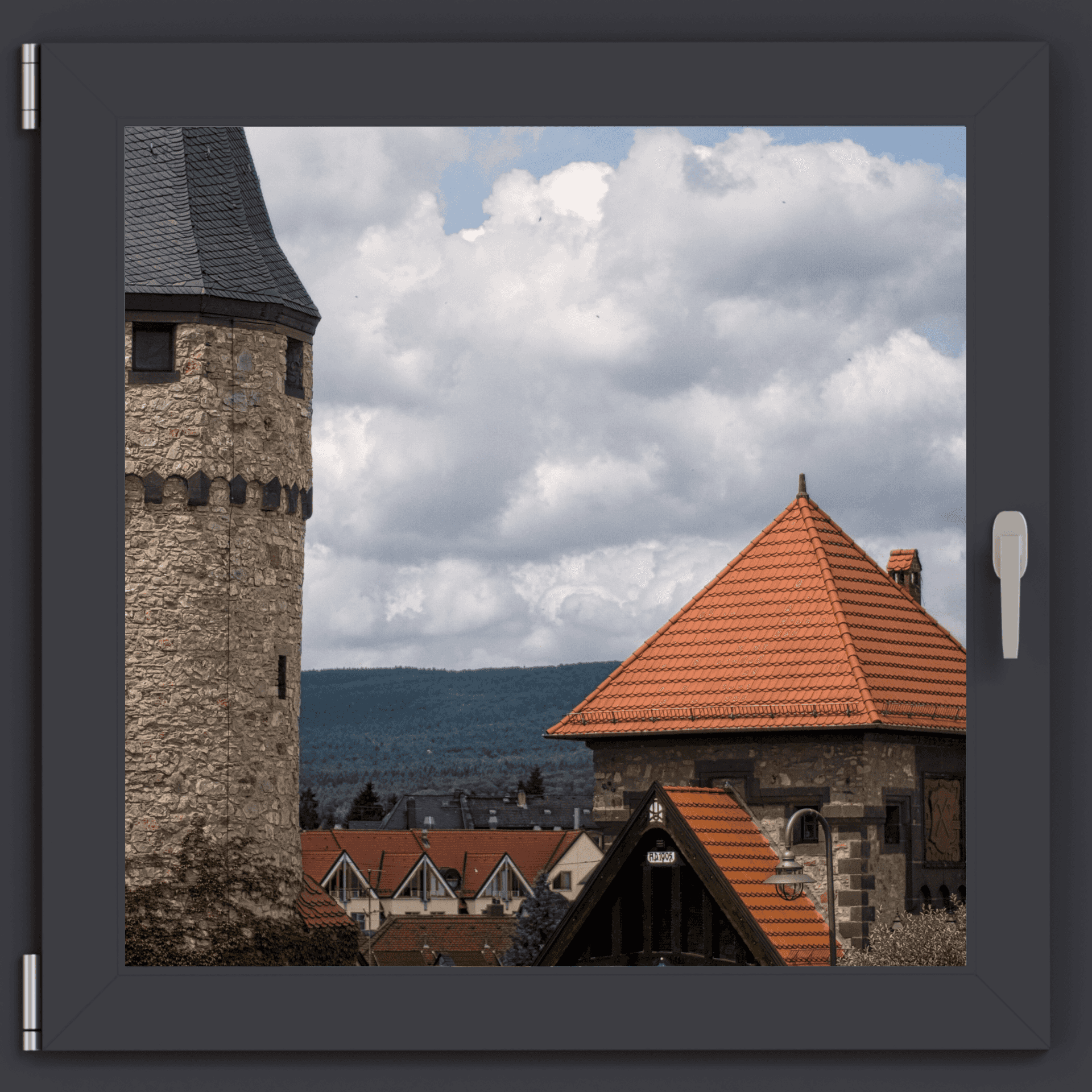 Blick aus einem Fenster auf Bad Homburg